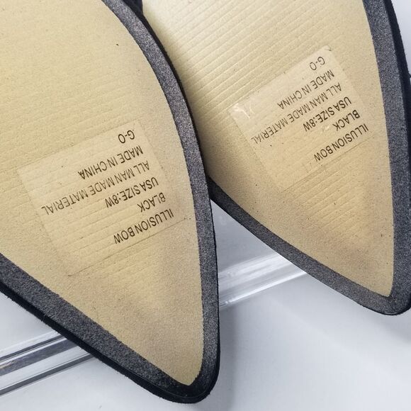 Lane Bryant Black Illusion Bow Flat Women 8W Ballet Faux Suede Flat  Pointed Toe - Picture 11 of 13